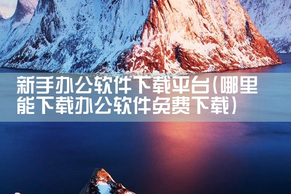 新手办公软件下载平台